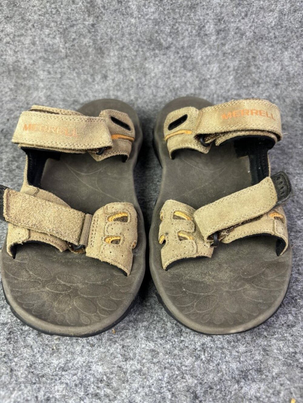 Merrell Sandals Mens Size 7 Brown Suede Slide Adjustable Strap Shoes Comfort